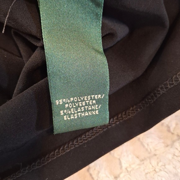 Lauren Ralph Lauren Black Faux Wrap Ruched V-Neck Dress 10P Petite 3/4 Sleeve - Picture 8 of 10